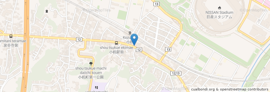 Mapa de ubicacion de KUMON 小机町教室 en Japão, 神奈川県, 横浜市, 港北区.