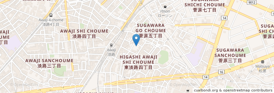 Mapa de ubicacion de ゆみ心療内科 en 日本, 大阪府, 大阪市, 東淀川区.
