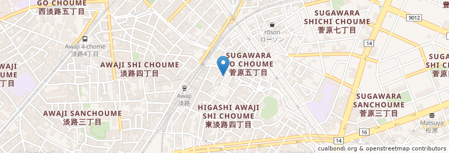 Mapa de ubicacion de あわや en ژاپن, 大阪府, 大阪市, 東淀川区.