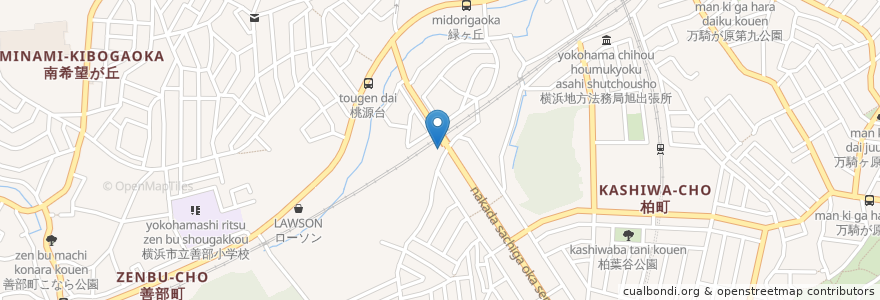 Mapa de ubicacion de ラーメンヤマト en Japón, Prefectura De Kanagawa, Yokohama, 旭区.