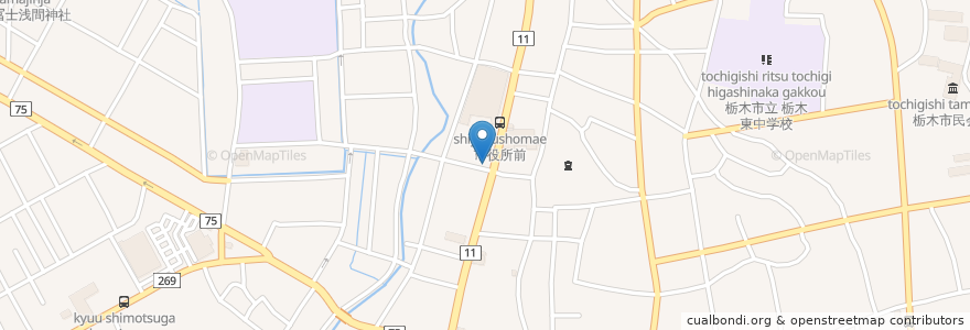 Mapa de ubicacion de 悟理道珈琲工房 en Japan, 栃木県, 栃木市.