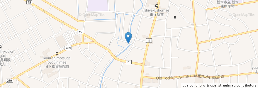Mapa de ubicacion de 長栄軒 en 일본, 도치기현, 栃木市.