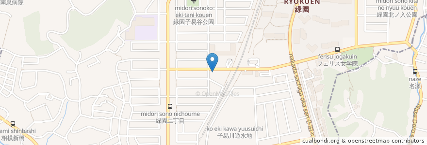 Mapa de ubicacion de GENKIDS緑園都市 en Japan, Kanagawa Prefecture, Yokohama, Izumi Ward.