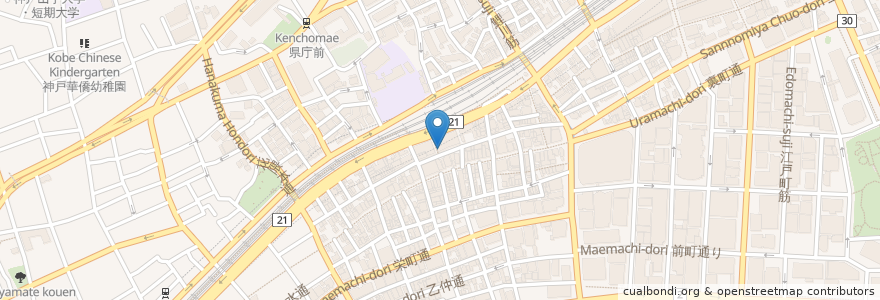 Mapa de ubicacion de カタギリ en اليابان, 兵庫県, 神戸市, 中央区.