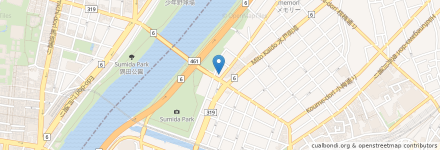 Mapa de ubicacion de 上総屋 en 일본, 도쿄도, 墨田区.