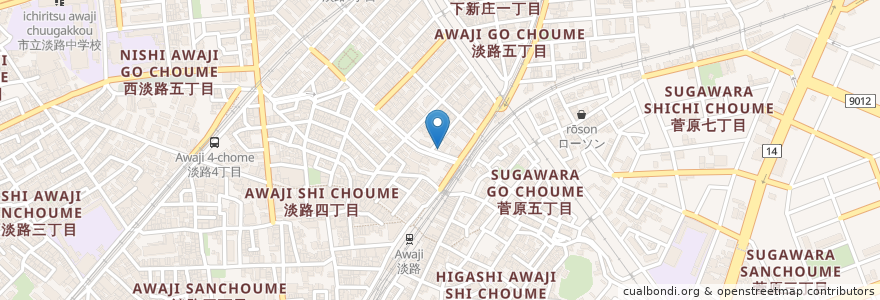 Mapa de ubicacion de ポシブル淡路 en 日本, 大阪府, 大阪市, 東淀川区.