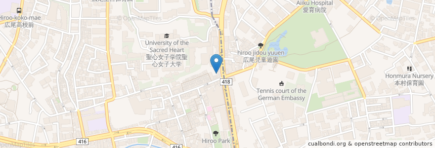 Mapa de ubicacion de restaurant 141 en Jepun, 東京都, 港区, 広尾.