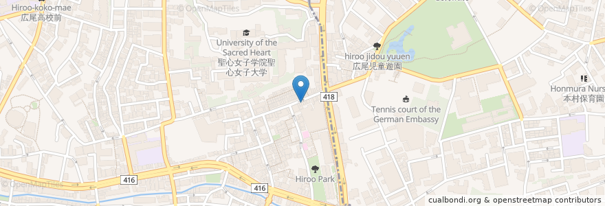 Mapa de ubicacion de 日本調剤広尾薬局 en Japan, Tokio, 港区, 広尾.