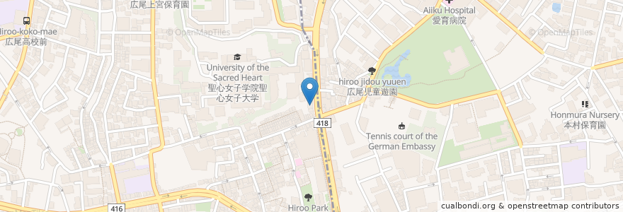 Mapa de ubicacion de コスモス薬局 en Japonya, 東京都, 港区, 広尾.