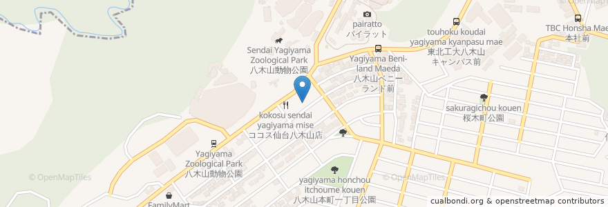 Mapa de ubicacion de 八木山整形外科クリニック en Япония, Мияги, 仙台市, 太白区.