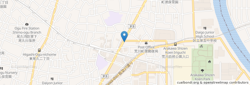 Mapa de ubicacion de メロディランド町屋 en Jepun, 東京都.