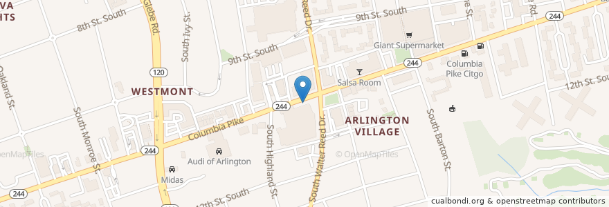 Mapa de ubicacion de Lost Dog Cafe en アメリカ合衆国, バージニア州, Arlington County, Arlington.