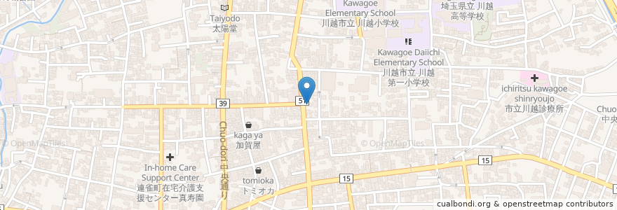 Mapa de ubicacion de 川越キリスト教会 en Japão, 埼玉県, 川越市.
