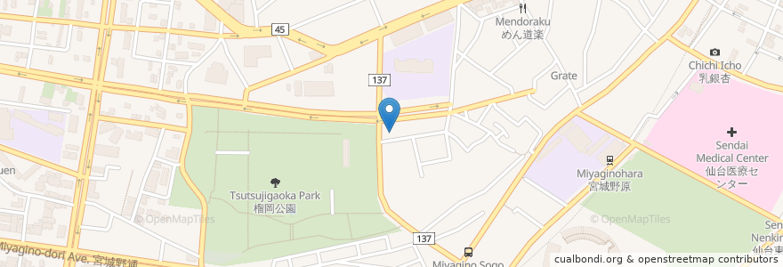 Mapa de ubicacion de 五城保育園 en 日本, 宮城県, 仙台市, 宮城野区.