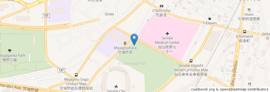 Mapa de ubicacion de 然の膳 仙台医療センター店 en 日本, 宮城県, 仙台市, 宮城野区.