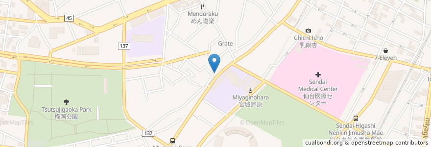 Mapa de ubicacion de 水玉カフェ en Japón, Prefectura De Miyagi, 仙台市, 宮城野区.