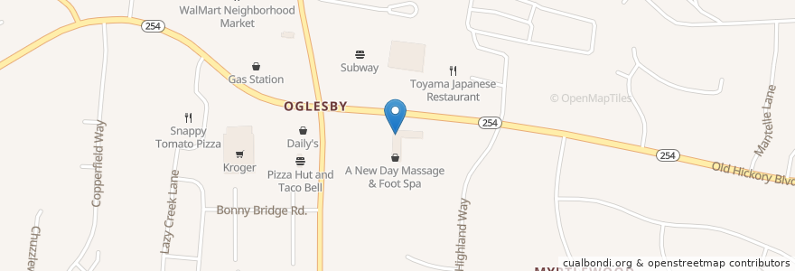 Mapa de ubicacion de Applebee's en Stati Uniti D'America, Tennessee, Nashville-Davidson.