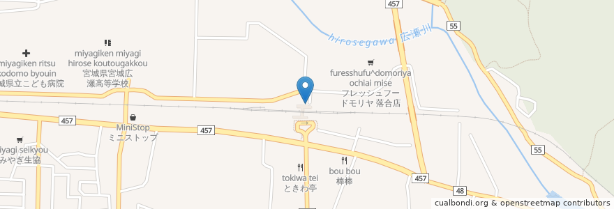 Mapa de ubicacion de 陸前落合駅自転車等駐車場 en Japan, Miyagi Prefecture, Sendai, Aoba Ward.