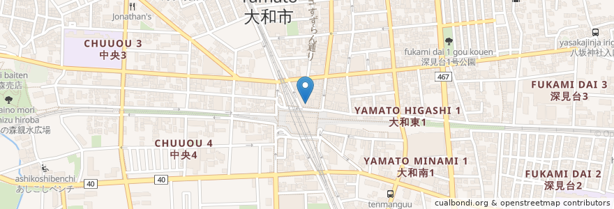Mapa de ubicacion de ツルハドラッグ en Japan, Präfektur Kanagawa, 大和市.