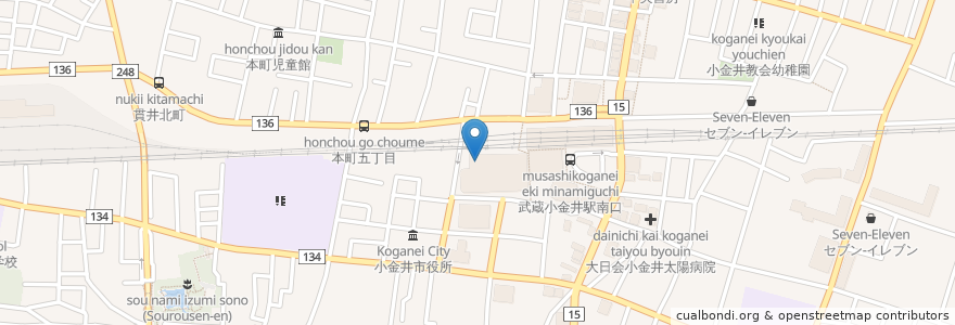 Mapa de ubicacion de ガスト en Japan, Tokio, 小金井市.