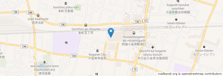 Mapa de ubicacion de スシロー en 日本, 東京都, 小金井市.