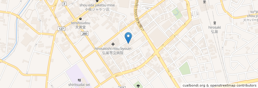 Mapa de ubicacion de 弘前市薬剤師薬局 en ژاپن, 青森県, 弘前市.