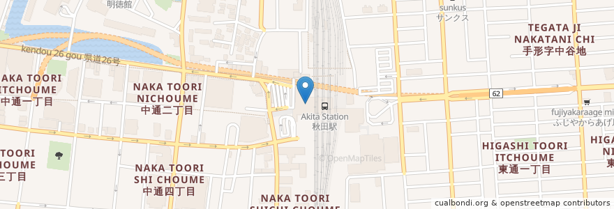 Mapa de ubicacion de 秋田駅トピコ郵便局 en Япония, Акита, 秋田市.