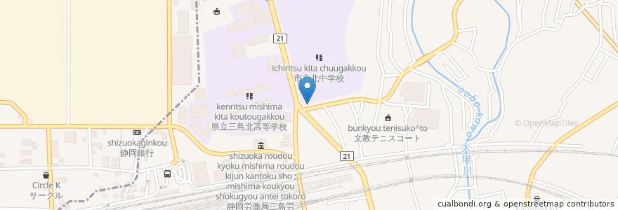 Mapa de ubicacion de Mitsucado en ژاپن, 静岡県, 三島市.
