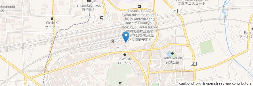 Mapa de ubicacion de 沼津魚がし寿司 en Japan, Präfektur Shizuoka, 三島市.