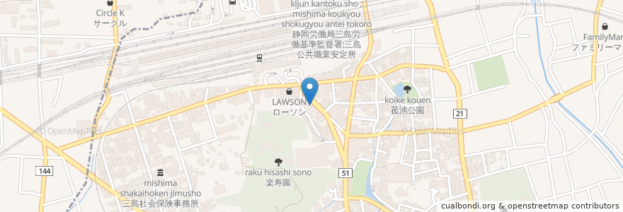 Mapa de ubicacion de ラジオシティ en 日本, 静岡県, 三島市.