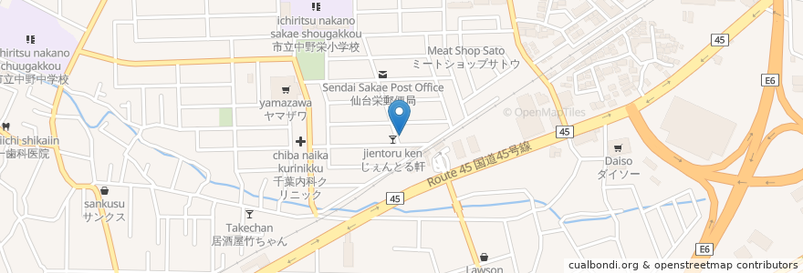 Mapa de ubicacion de おかあさんのお店 en اليابان, 宮城県, 仙台市, 宮城野区.