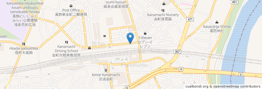 Mapa de ubicacion de 三井住友銀行　金町出張所 en اليابان, 東京都, 葛飾区.