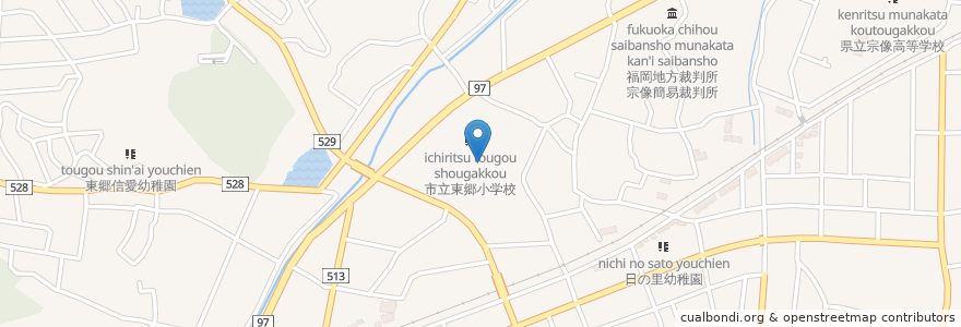 Mapa de ubicacion de 示現神社 en Japan, 福岡県, 宗像市.