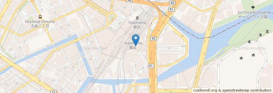 Mapa de ubicacion de Starbucks en ژاپن, 神奈川県, 横浜市, 西区, 神奈川区.
