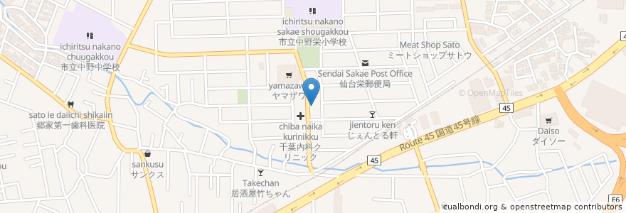 Mapa de ubicacion de やきとり大吉 中野栄店 en Japan, 宮城県, 仙台市, 宮城野区.