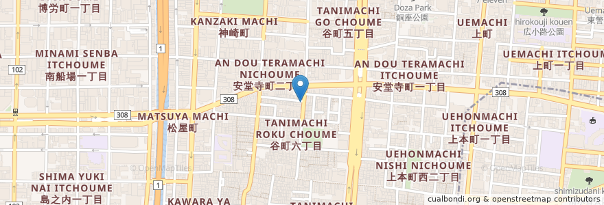 Mapa de ubicacion de abbacchío en Japonya, 大阪府, 大阪市, 中央区.