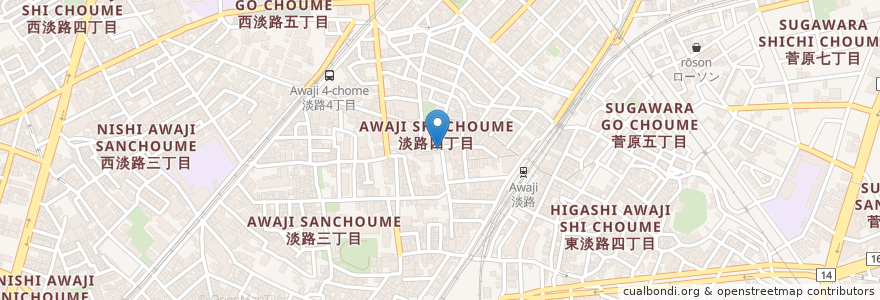 Mapa de ubicacion de 洋食SHIGERU en Japão, 大阪府, 大阪市, 東淀川区.