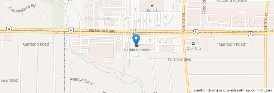 Mapa de ubicacion de Baskin-Robbins en Соединённые Штаты Америки, Айова, Polk County, Windsor Heights.