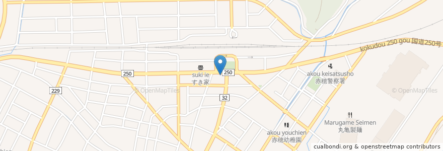 Mapa de ubicacion de 炭火焼肉　ゆ鳥　赤穂駅前店 en 日本, 兵庫県, 赤穂市.