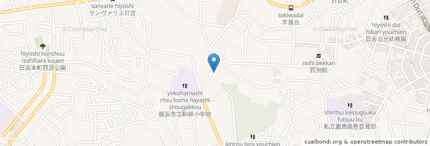 Mapa de ubicacion de 駒林神社 en Giappone, Prefettura Di Kanagawa, 横浜市, 港北区.
