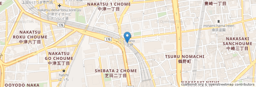 Mapa de ubicacion de おくまん en 日本, 大阪府, 大阪市, 北区.