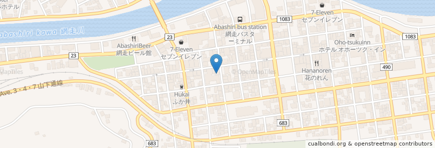 Mapa de ubicacion de ときわ湯 en اليابان, محافظة هوكايدو, オホーツク総合振興局, 網走市.