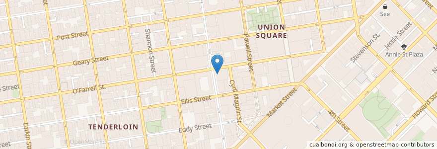 Mapa de ubicacion de Anzu Restaurant en Estados Unidos Da América, Califórnia, São Francisco, São Francisco.