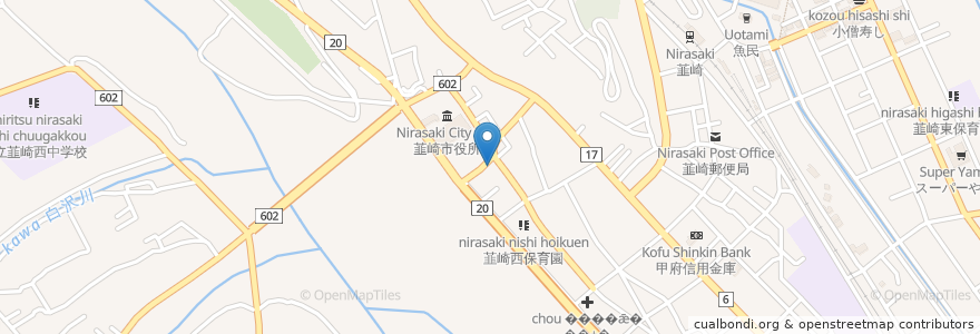 Mapa de ubicacion de 吉田のうどん　さくら en 日本, 山梨県, 韮崎市.