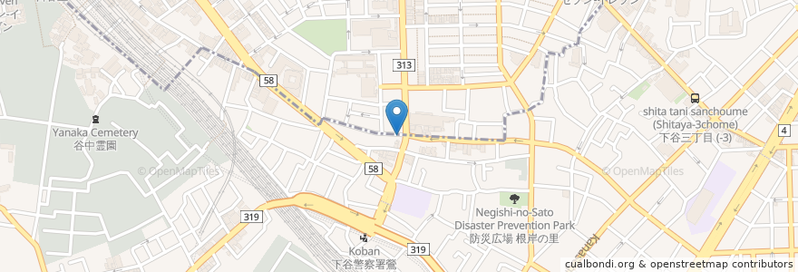 Mapa de ubicacion de 中華そば・七麺鳥 en Japan, 東京都, 台東区.