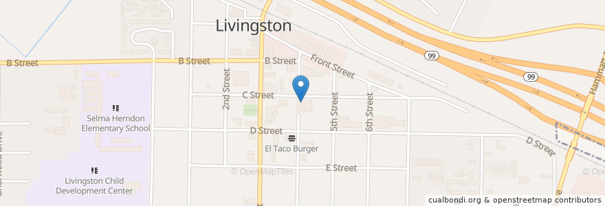Mapa de ubicacion de Livingston Police en Amerika Syarikat, California, Merced County, Livingston.