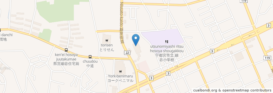 Mapa de ubicacion de マツモトキヨシ en 日本, 栃木県, 宇都宮市.