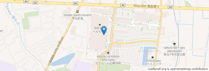 Mapa de ubicacion de 大戸屋 en 日本, 栃木県, 宇都宮市.
