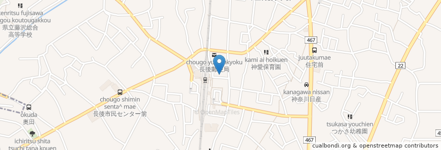 Mapa de ubicacion de 長後庵 en Jepun, 神奈川県, 藤沢市.