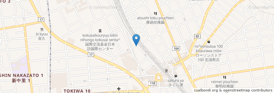 Mapa de ubicacion de トヨタレンタカー北浦和駅前店 en Japon, Préfecture De Saitama, さいたま市, 浦和区.